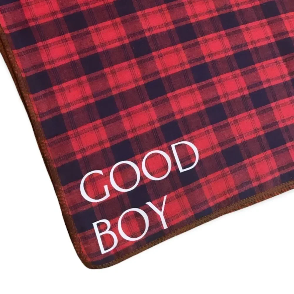 NWT Wool + Pepper Co. Good Boy Reversible Flannel Dog Bandana